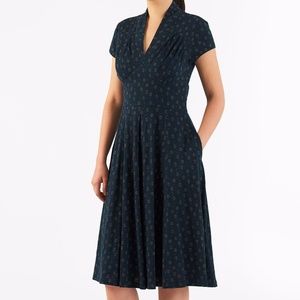 Eshakti blue pleated cotton knit midi dress